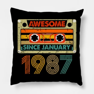 Awesome Since January 1987 37 Years Old 37th Birthday Pillow