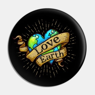 Love Earth - Hipster, Tattoo Earth Heart Pin