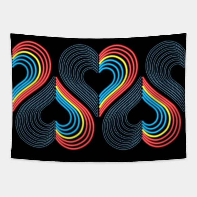 Polyamorous Neon Light Hearts Tapestry by SpectreSparkC