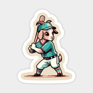 Vintage goat batter - Retro 1990s Cartoon Style Baseball Art Magnet