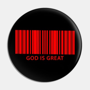 God is Great Red Bar Code Pin