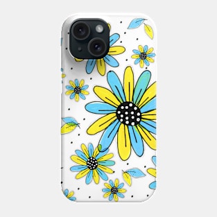 Cute Daisies blue yellow black Phone Case