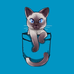 Pocket Cute Siamese Cat T-Shirt