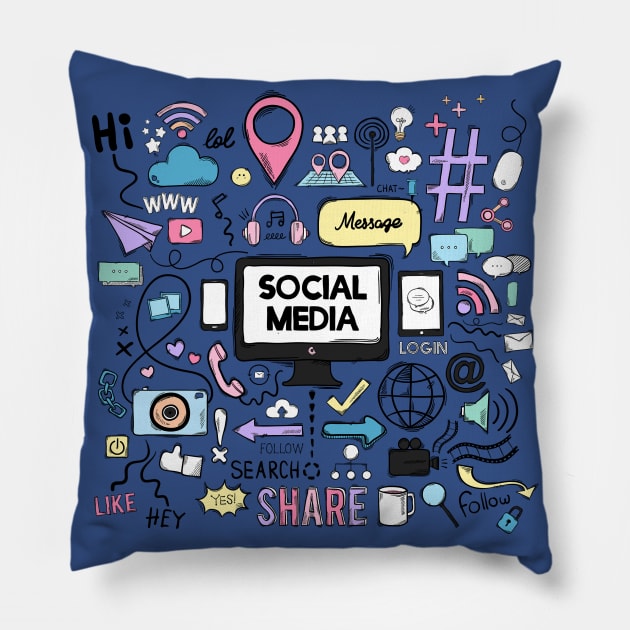 Social Media Theme Pillow by Mako Design 