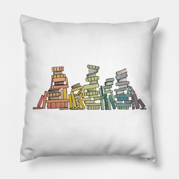 Rainbow of Books Pillow by BiblioartsbyEmma