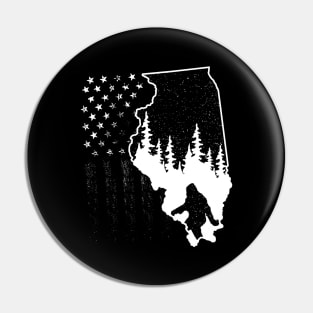 Illinois Bigfoot American Flag Pin