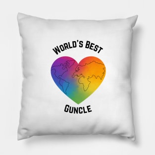 Worlds Best Guncle Rainbow Heart Pillow