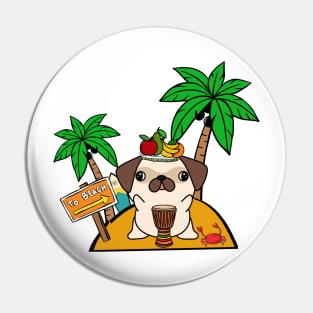 Funny pug is on a deserted island Pin