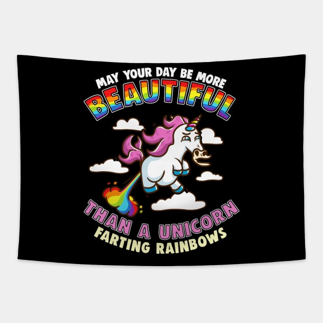 Beautiful Unicorn Farting Rainbows Tapestry by E