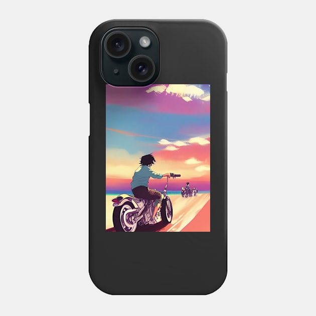 JAPANESE STYLE COOL RETRO MOTORCYCLE ON THE BEACH Phone Case by sailorsam1805