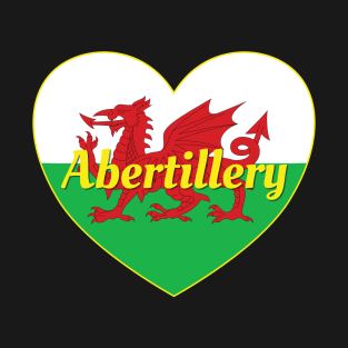 Abertillery Wales UK Welsh Flag Heart T-Shirt