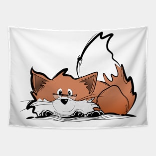 Cute Fox in Glasses Tapestry