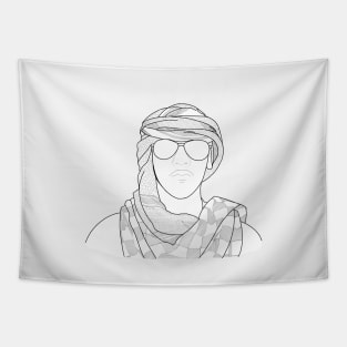 Arab man line art portrait Tapestry