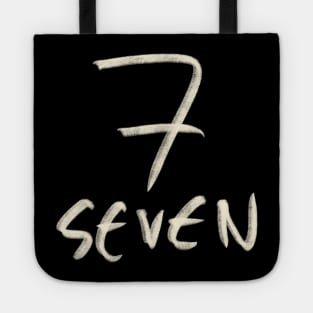 Hand Drawn Letter Number 7 Seven Tote