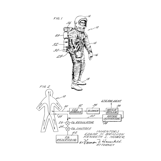 Space Suit Heat Exchange Vintage Patent Hand Drawing by TheYoungDesigns