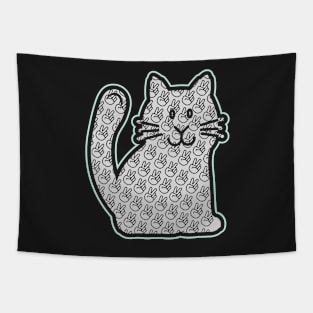 PEACE CAT STICKER | LIGHT GREEN, KELLY GREEN AND GRAY Tapestry