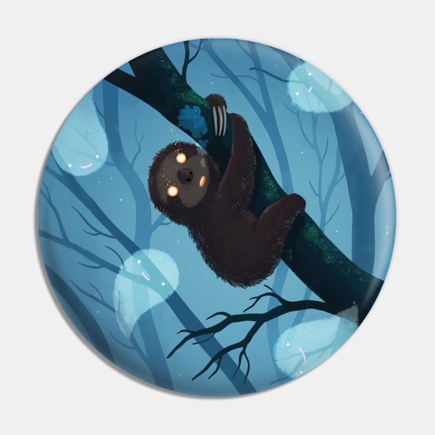 Sloth on blue Pin by Freeminds