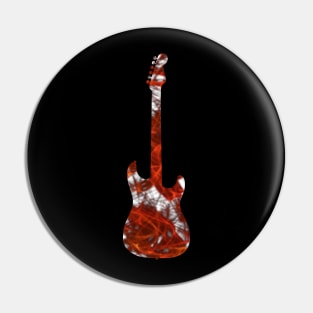 Red Flame Guitar Silhouette on White Pin