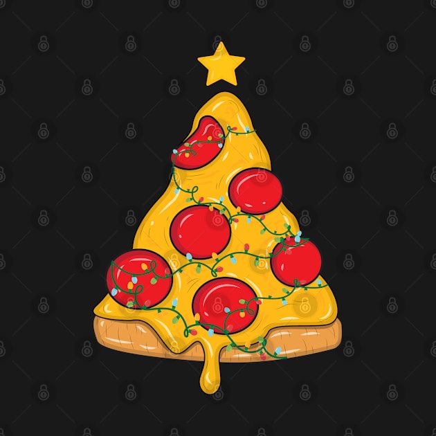 Pizza Christmas Tree Lights Xmas Men Boys Crustmas by Rebrand