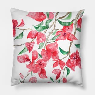 Reddish Pink Bougainvillea flower watercolor 2020 Pillow