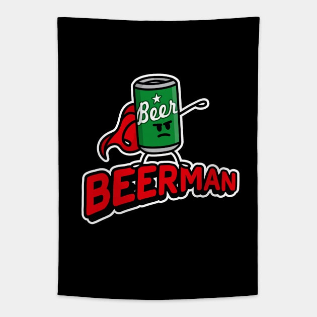 Beer man funny superhero pun funny beer for men husband, dad Beer man Tapestry by LaundryFactory