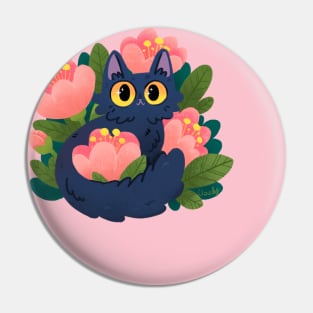 Cat with pink flowers Pin