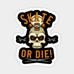 Skate Or Die Skater Skull Magnet