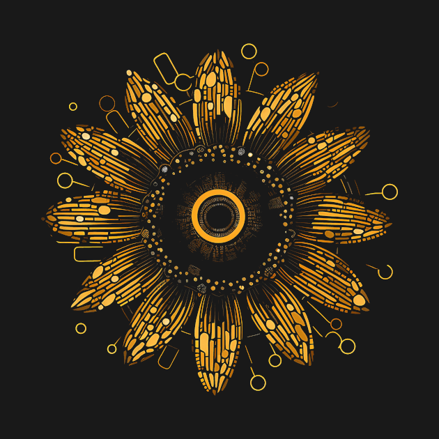 Boho sunflower mandala pattern by Unelmoija