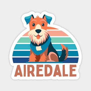 Cute Airedale Terrier Retro Cartoon Magnet