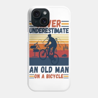 never underestimate an old man on a bicycle Phone Case