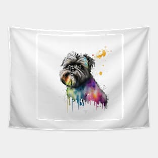 Affenpinscher Dog In Watercolor & Pen Tapestry