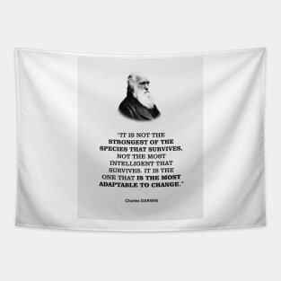 Charles Darwin Motivational Quote Tapestry