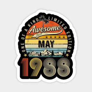 Awesome Since May 1988 Vintage 35th Birthday Magnet