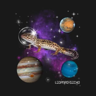 Leopard Gecko Astronaut Cute Galaxy Space Nebula T-Shirt