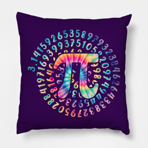 Pi Day Gift tie dye Pillow by Banned Books Club