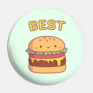 Cute Best Burger Best Friend Pair Doodle Pin