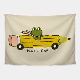 Frog in a Pencil Car Tapestry