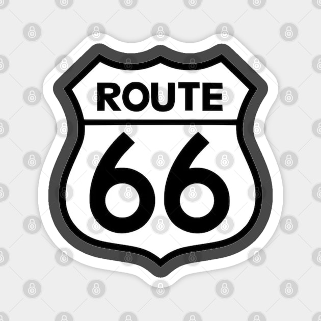 Route 66 Black on White Magnet by Wiley