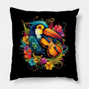 Toucan Playing Violin Pillow