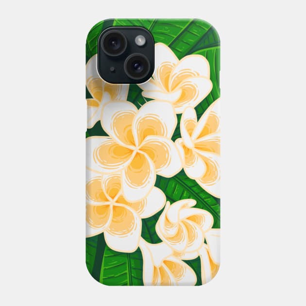 Doodle illustration of Balinese frangipani flowers Phone Case by Wahyuwm48