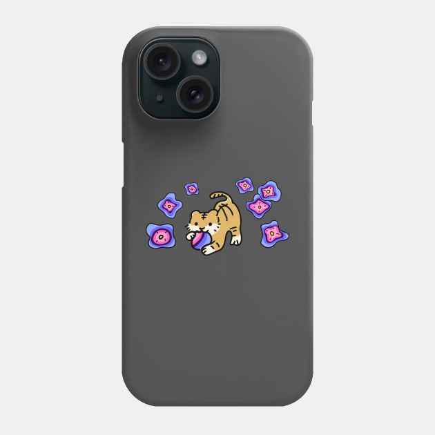 Omnisexual Flag of LGBTQ Support Tiger with Cute Flowers LGBTQ+ Pride Month Phone Case by Mochabonk