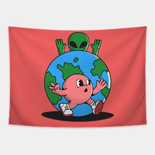 Alien Character Cartoon Tapestry