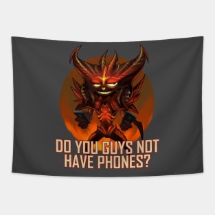 Diablo on Phones Tapestry