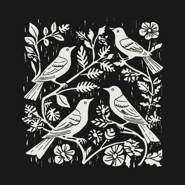 Lino Cut Bird by n23tees