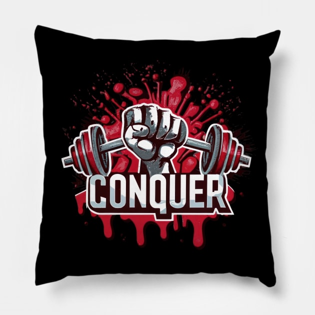 Strength Unleashed: The Iron Will to Conquer Pillow by TooplesArt