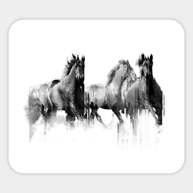 Horses Artistic Black And White Wall Tapestries Painting Decorative For Horse Lovers Wall Tapestries Animal Animals Wildl Sticker Teepublic Uk