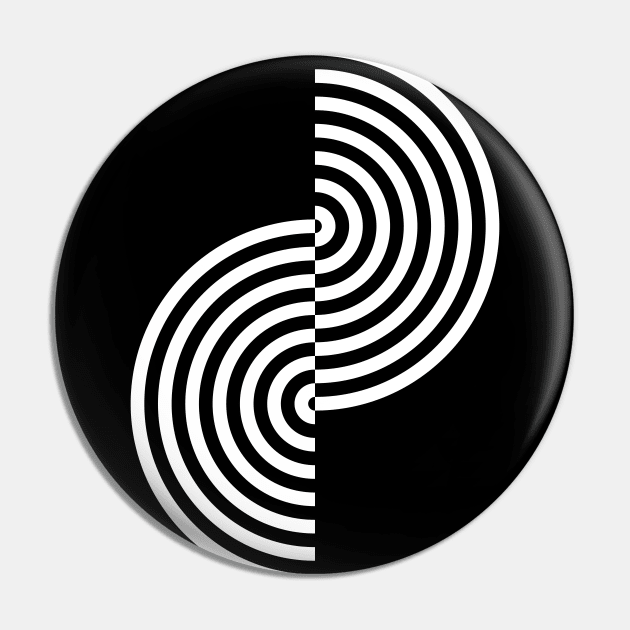 Groovy Waves - Black and White Pin by VrijFormaat