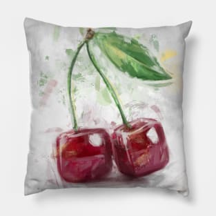 Cube Cherries Painted in a Contemporary Style Pillow