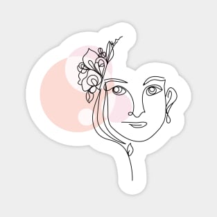 abstract lady, line art woman Magnet