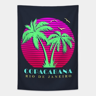 Copacabana Rio De Janeiro Palm Trees Sunset Tapestry